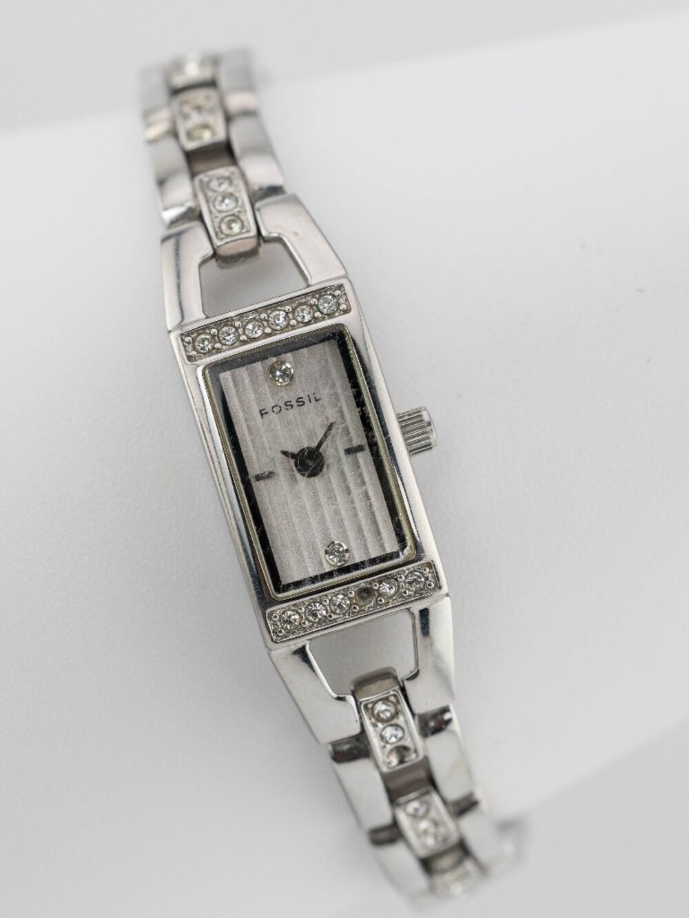 FOSSIL ES-1510 Crystal Slim Rectangle Quartz Analog Women's Watch New Battery